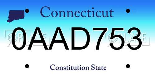 0AAD753 Connecticut License Plate