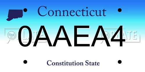 0AAEA4 Connecticut License Plate