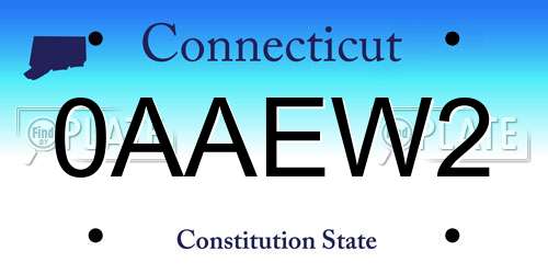 0AAEW2 Connecticut License Plate