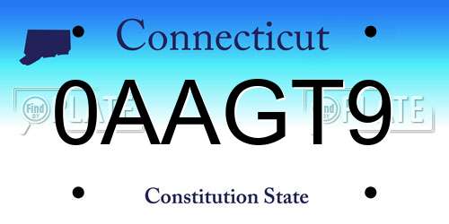 0AAGT9 Connecticut License Plate