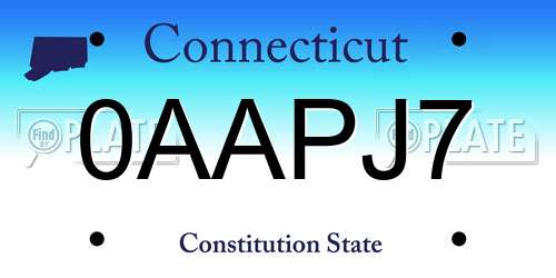 0AAPJ7 Connecticut License Plate
