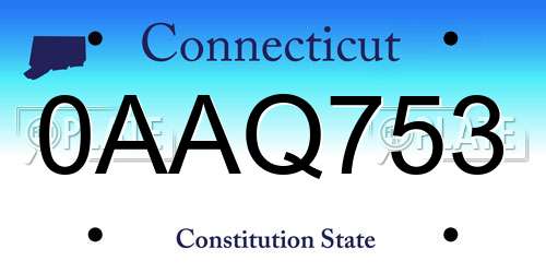 0AAQ753 Connecticut License Plate