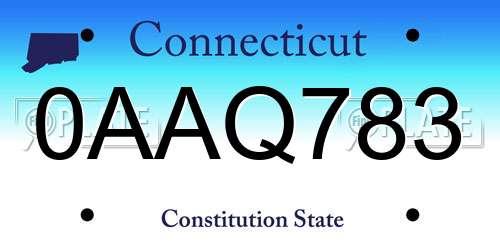 0AAQ783 Connecticut License Plate