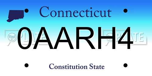 0AARH4 Connecticut License Plate