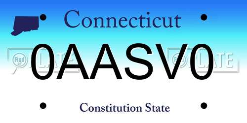 0AASV0 Connecticut License Plate