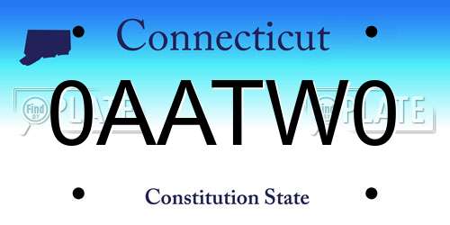 0AATW0 Connecticut License Plate