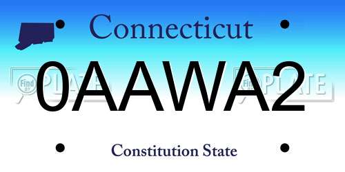 0AAWA2 Connecticut License Plate