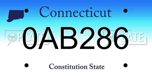 0AB286 Connecticut License Plate