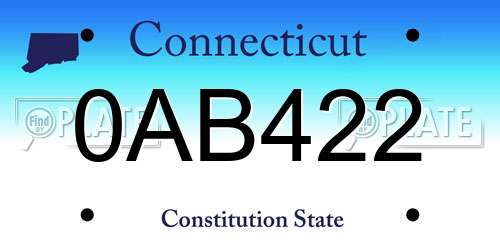 0AB422 Connecticut License Plate