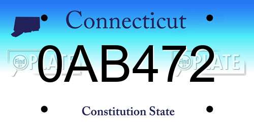 0AB472 Connecticut License Plate