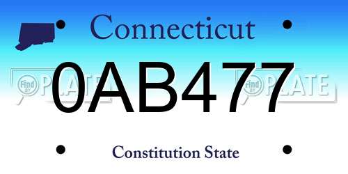 0AB477 Connecticut License Plate