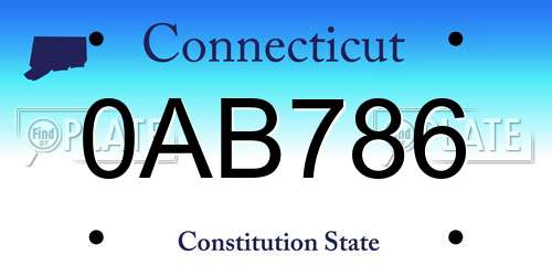 0AB786 Connecticut License Plate