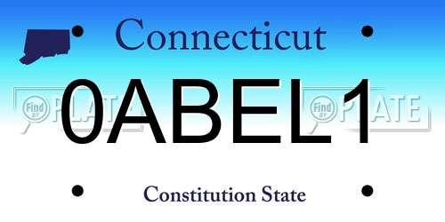 0ABEL1 Connecticut License Plate