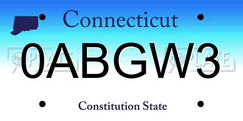 0ABGW3 Connecticut License Plate