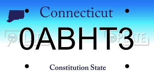 0ABHT3 Connecticut License Plate