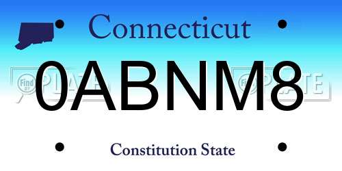 0ABNM8 Connecticut License Plate