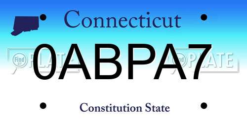 0ABPA7 Connecticut License Plate