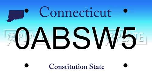 0ABSW5 Connecticut License Plate