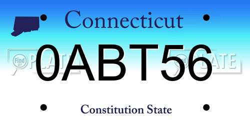 0ABT56 Connecticut License Plate