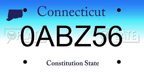 0ABZ56 Connecticut License Plate