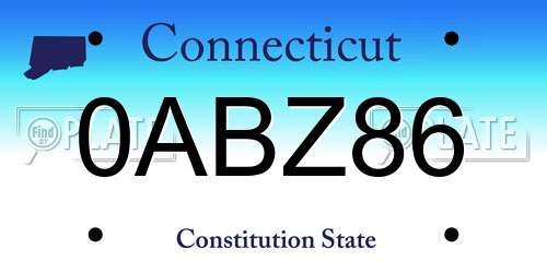 0ABZ86 Connecticut License Plate