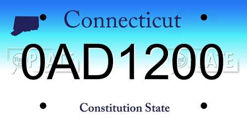 0AD1200 Connecticut License Plate
