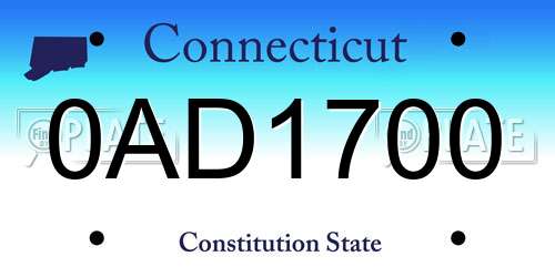 0AD1700 Connecticut License Plate