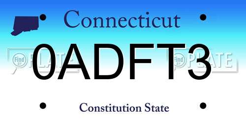 0ADFT3 Connecticut License Plate