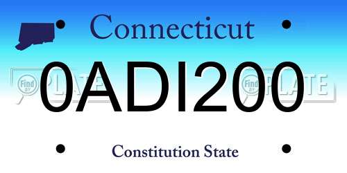 0ADI200 Connecticut License Plate