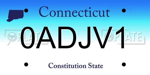 0ADJV1 Connecticut License Plate