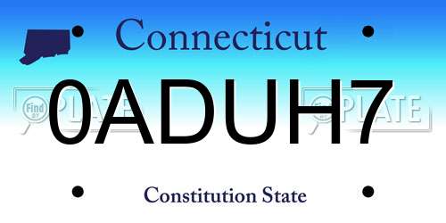 0ADUH7 Connecticut License Plate
