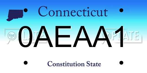 0AEAA1 Connecticut License Plate