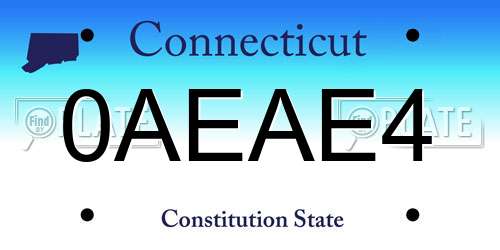0AEAE4 Connecticut License Plate