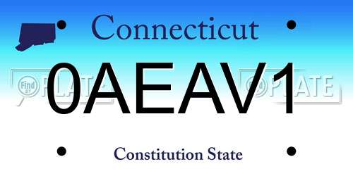 0AEAV1 Connecticut License Plate