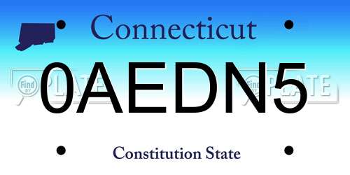 0AEDN5 Connecticut License Plate