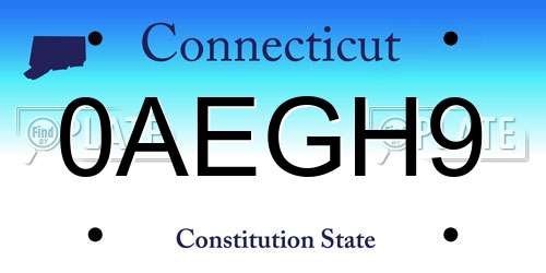 0AEGH9 Connecticut License Plate