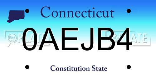 0AEJB4 Connecticut License Plate