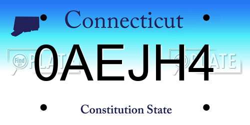 0AEJH4 Connecticut License Plate
