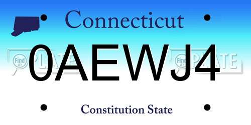 0AEWJ4 Connecticut License Plate