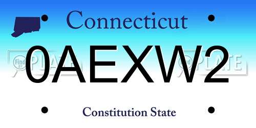 0AEXW2 Connecticut License Plate