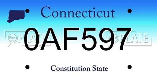0AF597 Connecticut License Plate