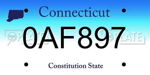 0AF897 Connecticut License Plate