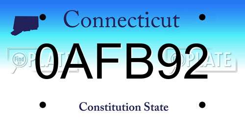 0AFB92 Connecticut License Plate