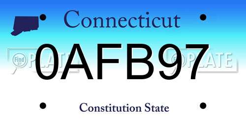 0AFB97 Connecticut License Plate
