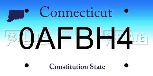 0AFBH4 Connecticut License Plate