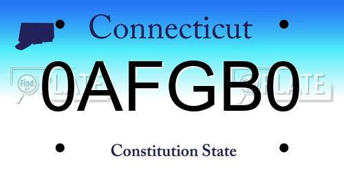 0AFGB0 Connecticut License Plate
