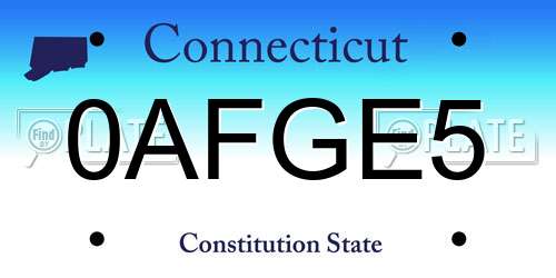0AFGE5 Connecticut License Plate