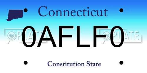 0AFLF0 Connecticut License Plate