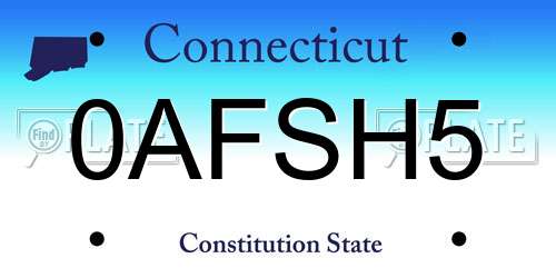 0AFSH5 Connecticut License Plate