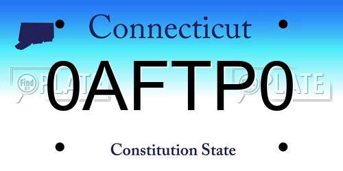 0AFTP0 Connecticut License Plate